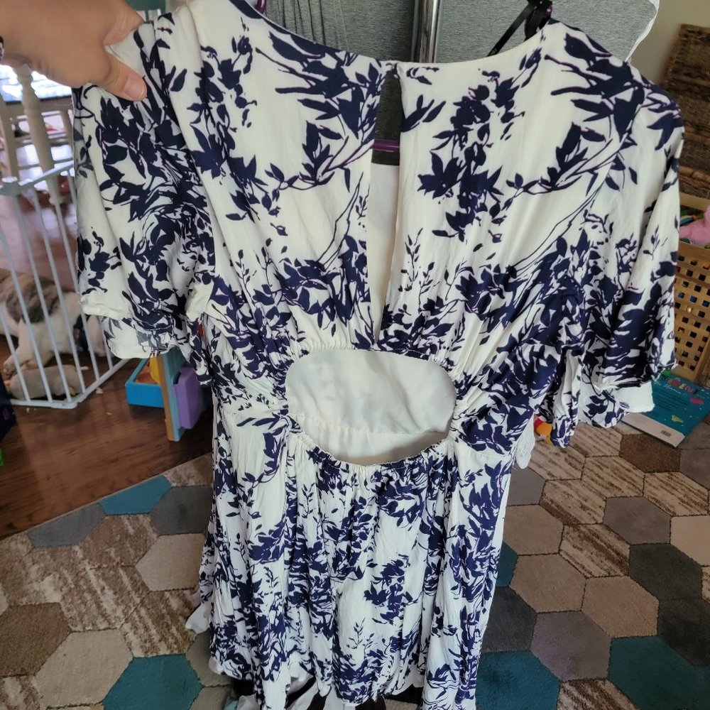 Floral Cutout Back Summer Mini Dress